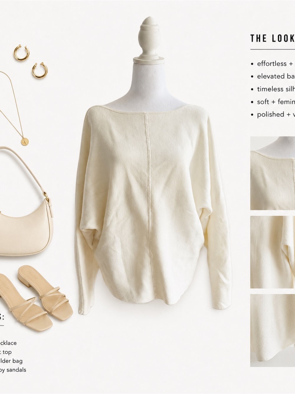 ARITIZA BABATON Cream Boatneck Women's Sweater